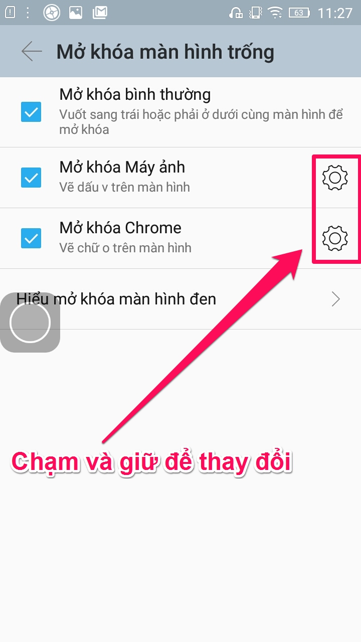 Mở khóa màn hình trống