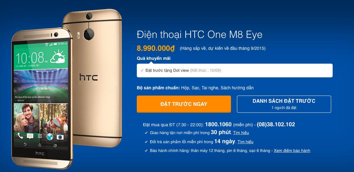 HTC One M8 Eye sắp bán ra tại Việt Nam HTC One M8 Eye sắp bán ra tại Việt Nam