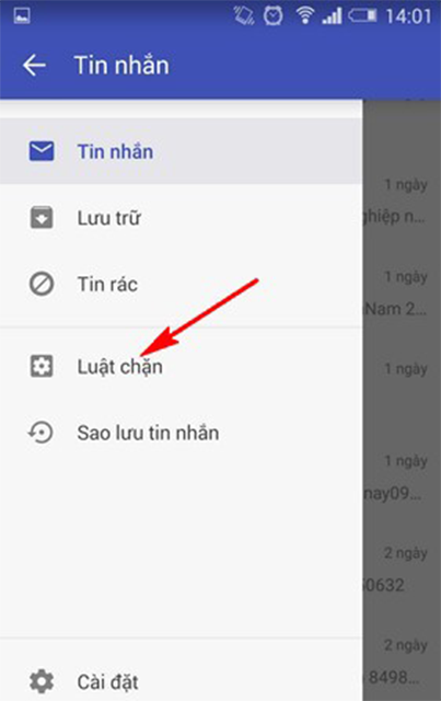 Chọn vào phần Luật chặn. Chọn vào phần Luật chặn.