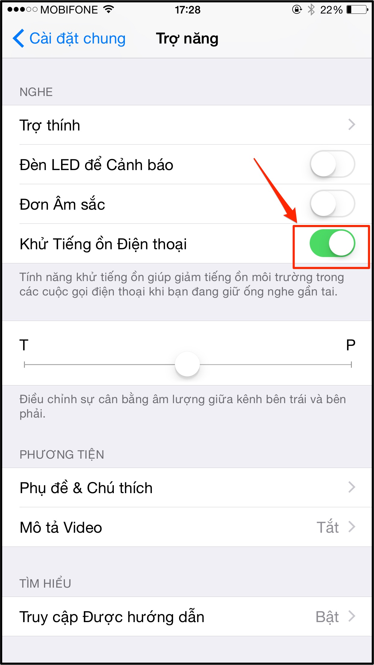 Kích hoạt tính năng khử tiếng ồn Kích hoạt tính năng khử tiếng ồn