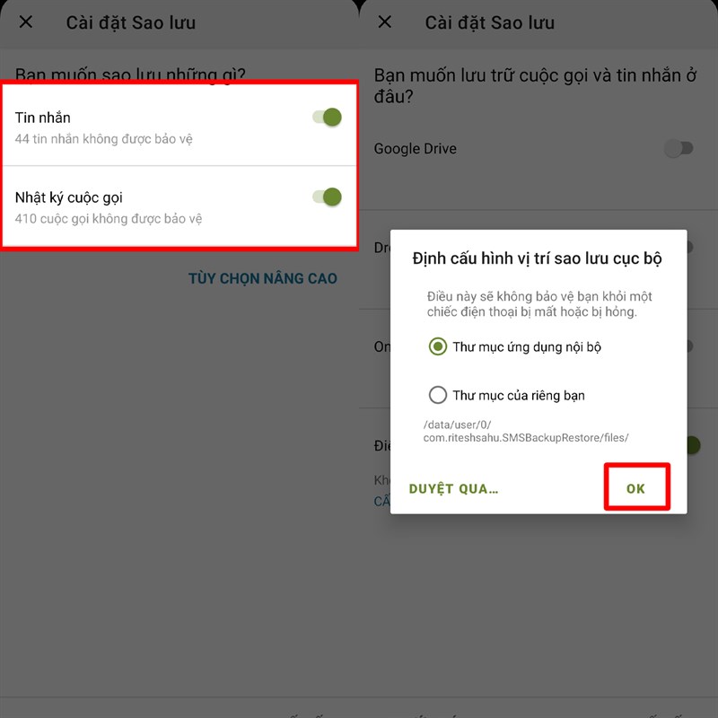 Sao lưu tin nhắn Sao lưu tin nhắn