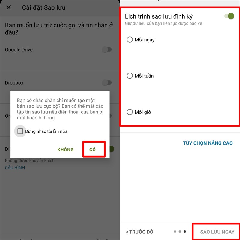 Sao lưu tin nhắn Sao lưu tin nhắn