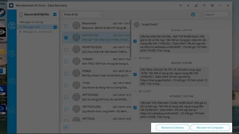 Khôi phục tin nhắn Khôi phục tin nhắn