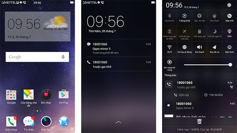 Giao diện sử dụng Oppo Mirror 5