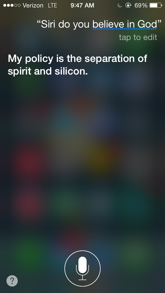 Hỏi: Siri, cậu có tin vào chúa không? Hỏi: Siri, cậu có tin vào chúa không?
