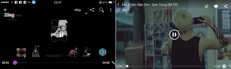 So sánh hai ứng dụng nghe nhạc trực tuyến Zing Mp3 và Nhaccuatui 8 video trên zing và nct