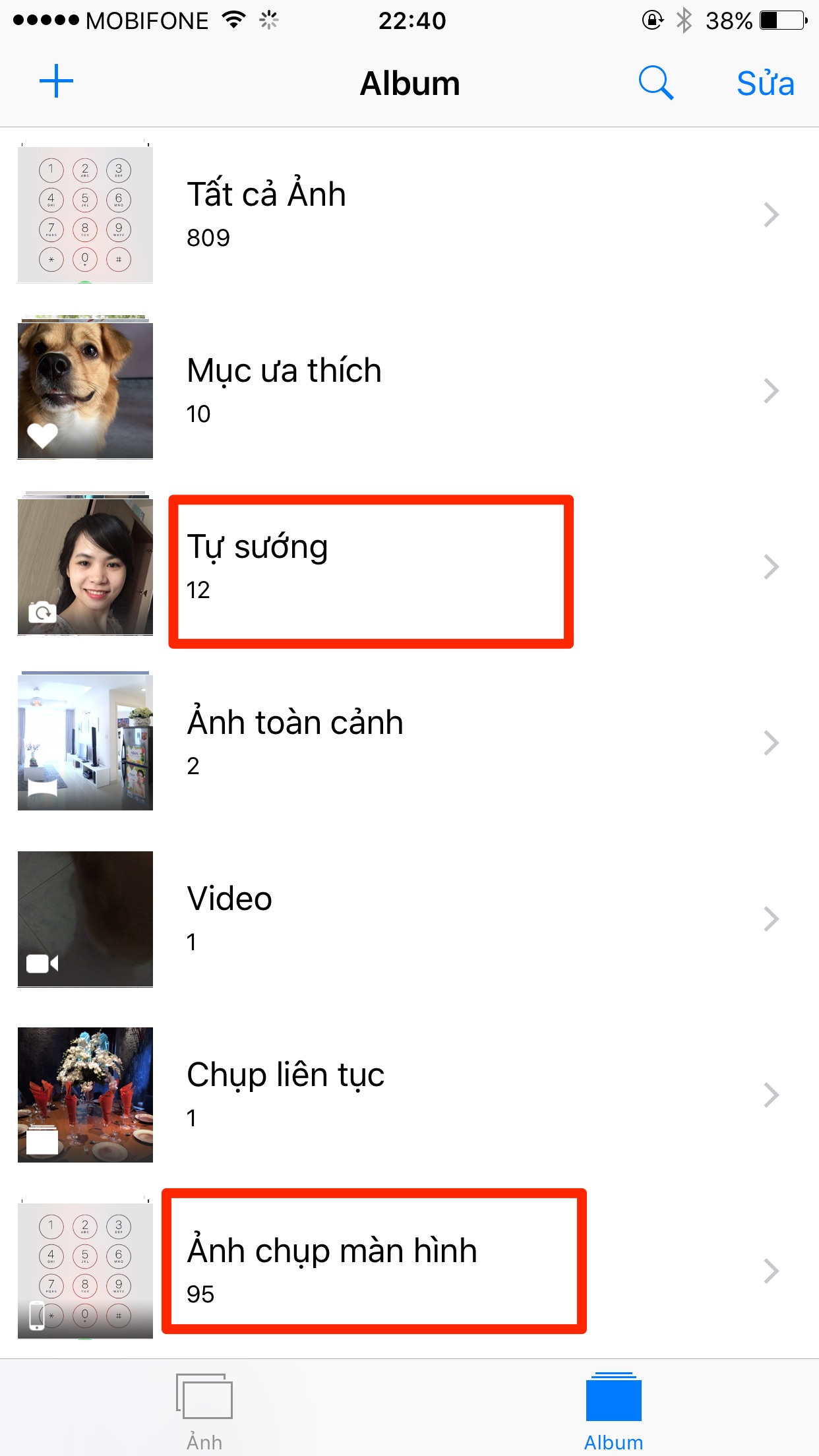 Có thư mục dành riêng cho ảnh chụp màn hình và ảnh selfie Có thư mục dành riêng cho ảnh chụp màn hình và ảnh selfie