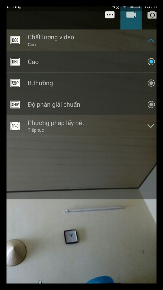Giao diện quay phim trên Lenovo A7000 Plus