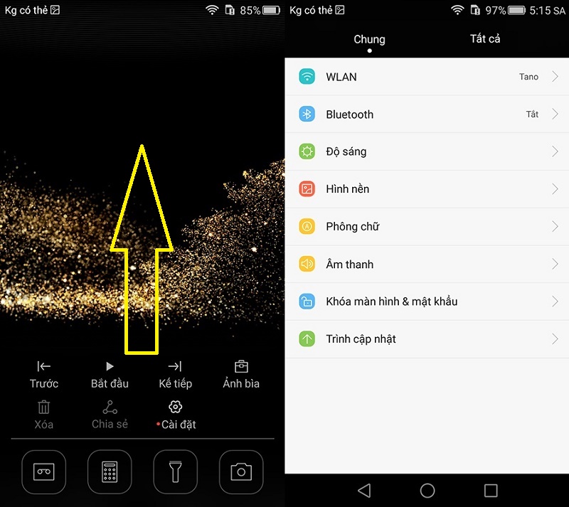 Giao diện setting, màn hình khoá Giao diện setting, màn hình khoá