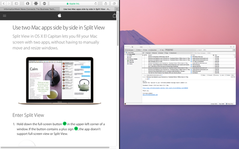 OS X El Capitan 10.11 hỗ trợ ứng dụng chia màn hình OS X El Capitan 10.11 hỗ trợ ứng dụng chia màn hình