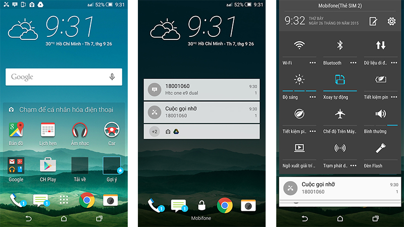 Giao diện sử dụng HTC One E9 Dual