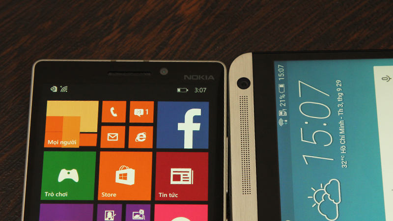 Mặt trước Lumia 930 và One E9 Dual