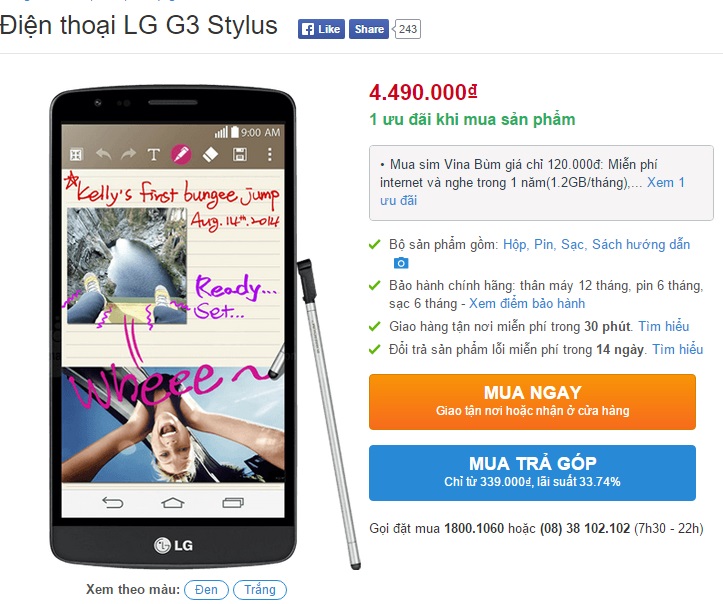 LG G3 Stylus giảm giá