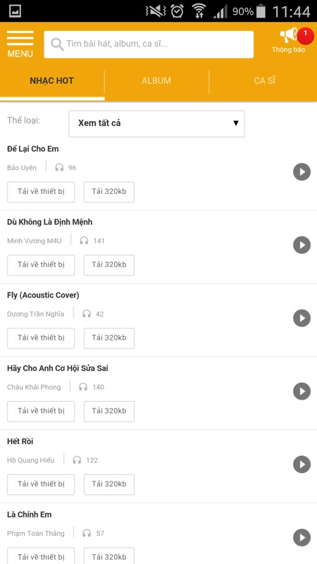 Tải và nghe nhạc trên app TGDD 3 Tải và nghe nhạc trên app TGDD 3