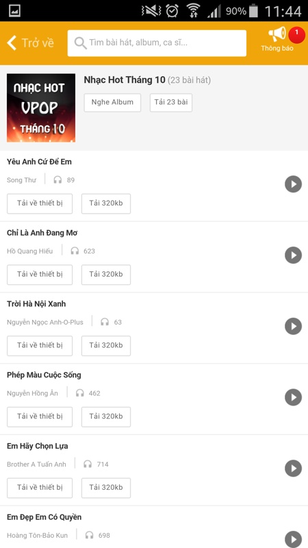 Tải và nghe nhạc trên app TGDD 6 Tải và nghe nhạc trên app TGDD 6