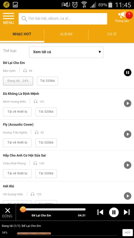 Tải và nghe nhạc trên app TGDD 4 Tải và nghe nhạc trên app TGDD 4
