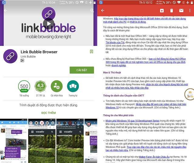 Ứng dụng Link Bubble Browser