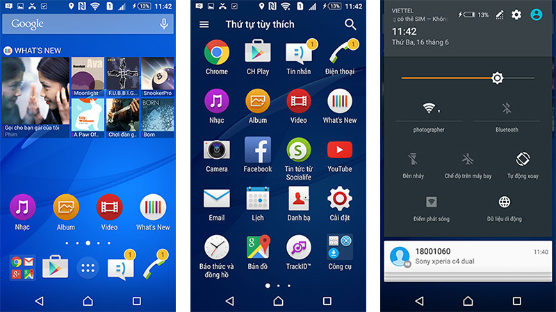 Giao diện Sony Xperia C4 và Sony Xperia C5