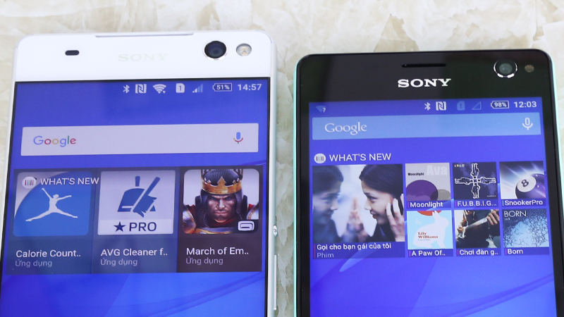 So sánh màn hình Sony Xperia C4 và Sony Xperia C5