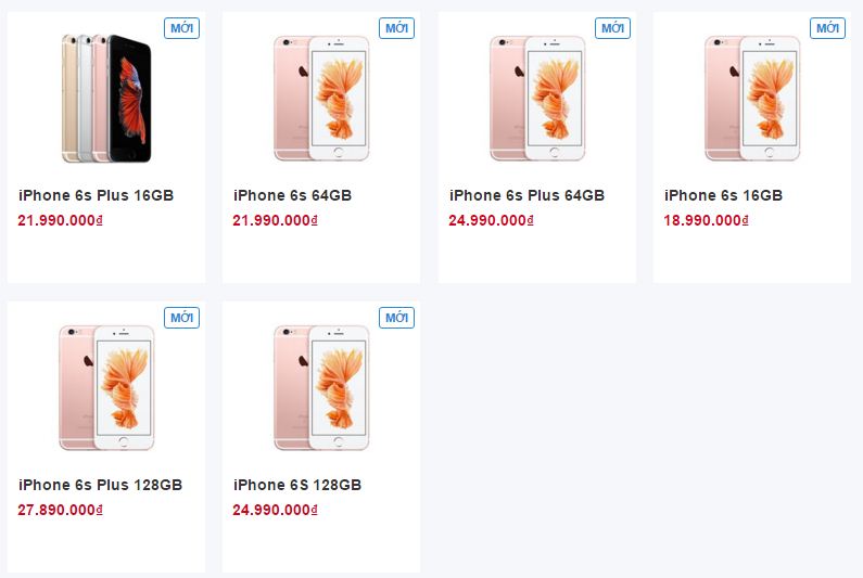 Giá bán các phiên bản iPhone 6s/6s Plus Giá bán các phiên bản iPhone 6s/6s Plus