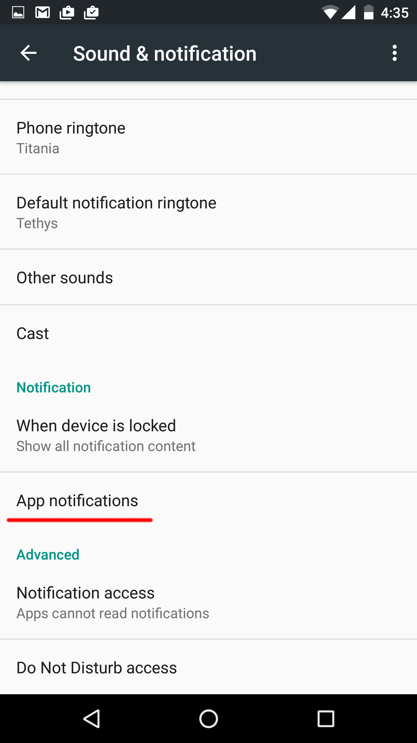 Chọn mục App notifications Chọn mục App notifications