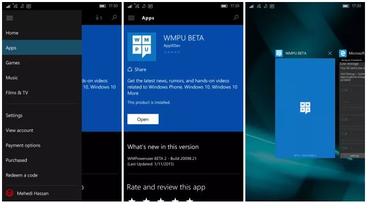 Giao diện của Build 10586