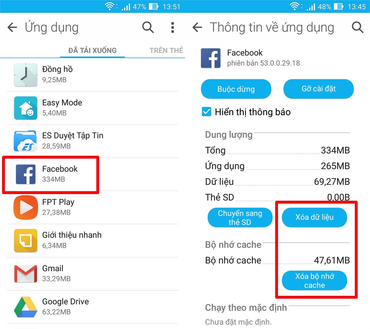 Xóa lưu trữ ứng dụng Xóa lưu trữ ứng dụng