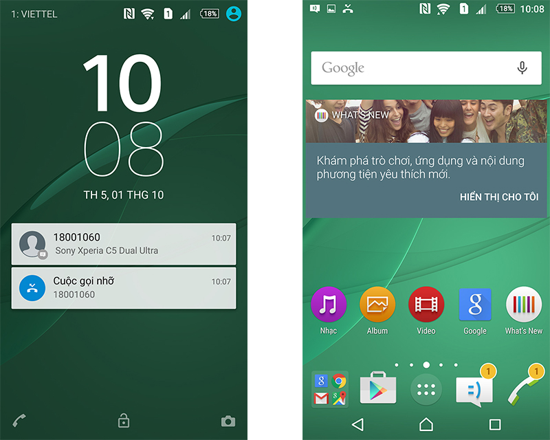 Giao diện Sony Xperia C5 Dual Ultra