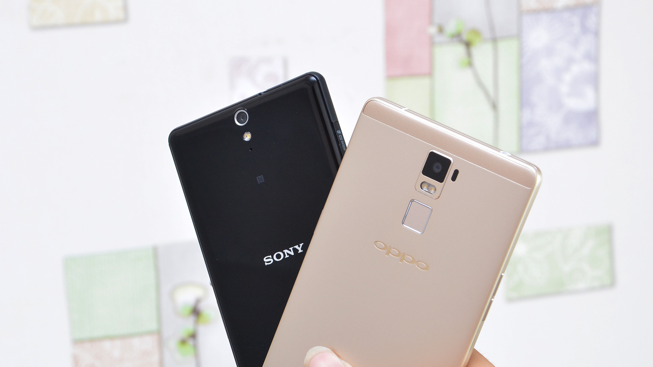 Mặt sau Oppo R7 Plus và Sony Xperia C5 Ultra Dual