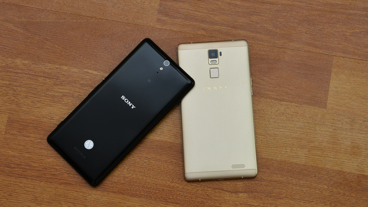 Mặt sau Oppo R7 Plus và Sony Xperia C5 Ultra Dual