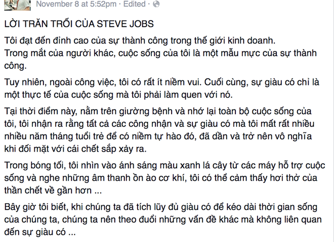 Giả mạo lời trăn trối của Steve Jobs Giả mạo lời trăn trối của Steve Jobs