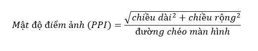 công thức 1 tính mật độ điểm ảnh