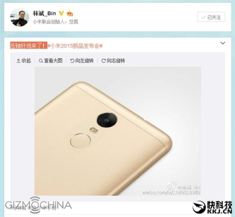 Redmi Note 2 Pro có khung vỏ bằng kim loại Hình ảnh từ CEO của Xiaomi