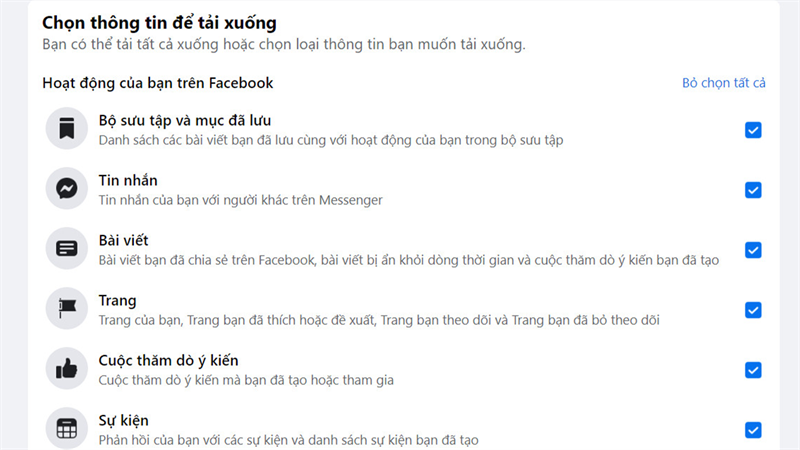 Cách sao lưu dữ liệu Facebook Cách sao lưu dữ liệu Facebook