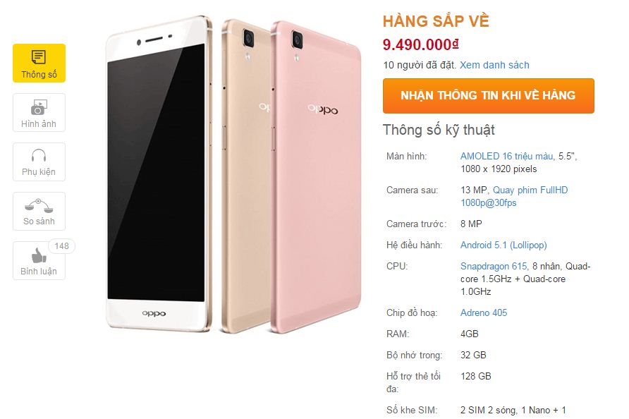 Giá bán của OPPO R7s