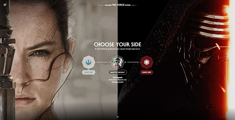chọn Light Side hoặc Dark Side