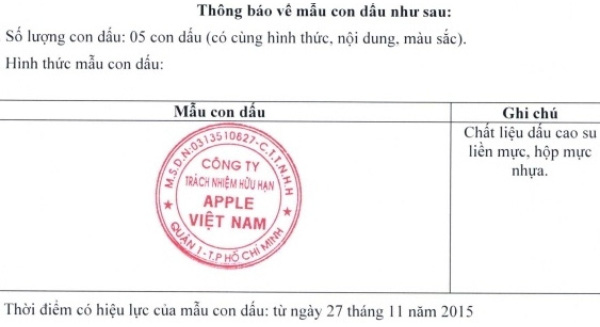 Con dấu Apple Việt Nam