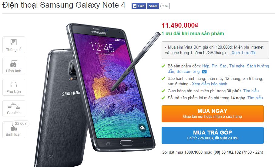 Galaxy Note 4 giảm giá mạnh Galaxy Note 4 giảm giá mạnh