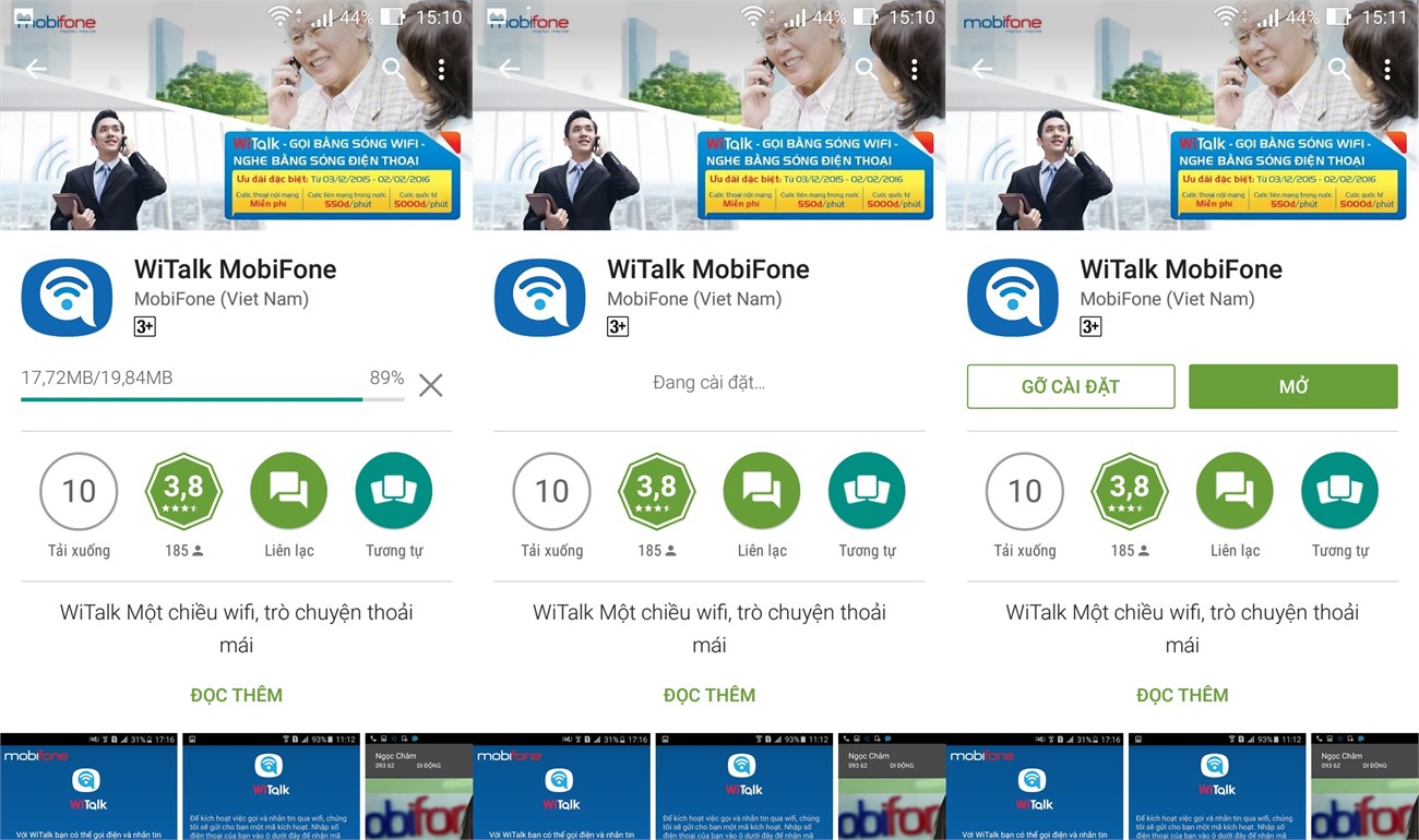 Hoàn tất quá trình tải và cài đặt WiTalk MobiFone