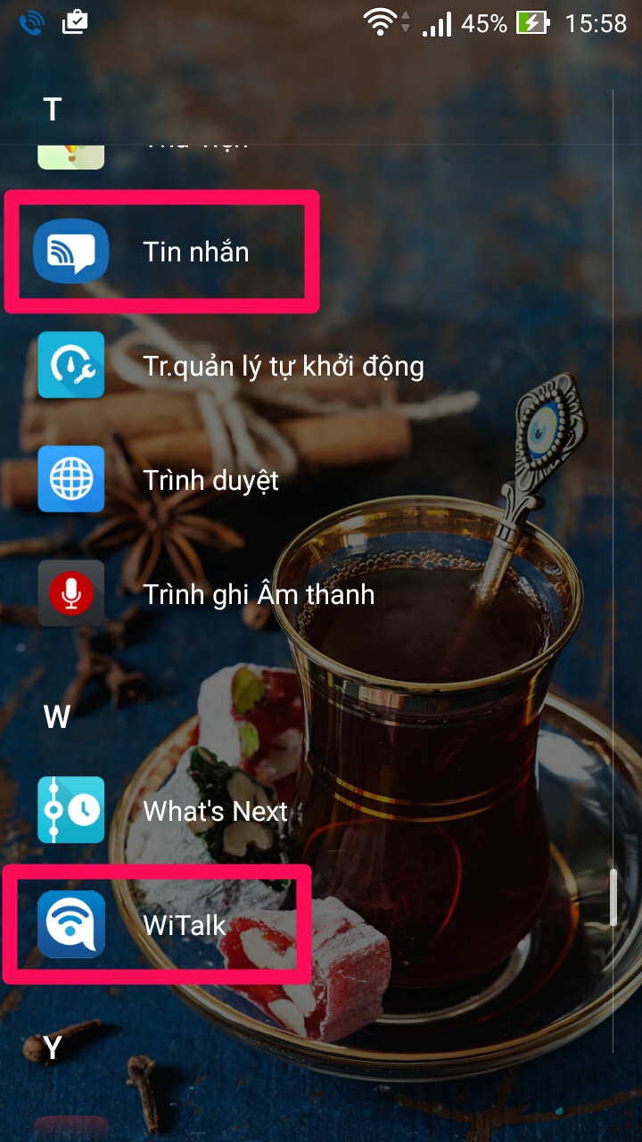 Biểu tượng ứng dụng Tin nhắn và Cài đặt WiTalk 