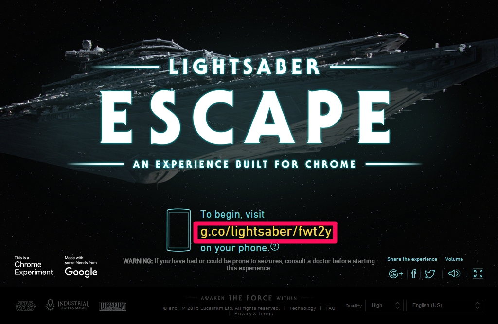 Webgame lightsaber của Google