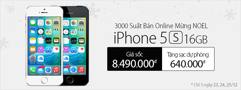 3000 suất Online IPHONE 5S Mừng Giáng Sinh