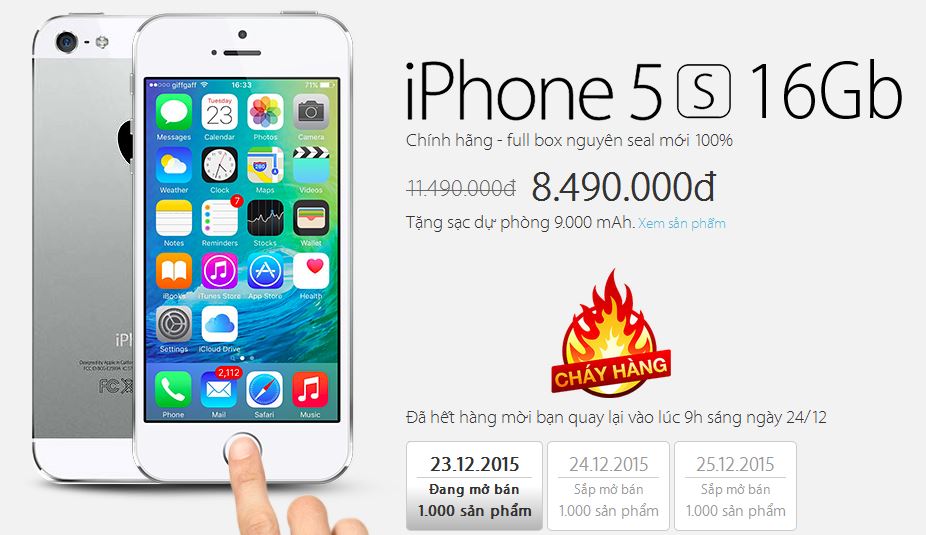 1.000 iPhone 5s đã được bán hết trong chưa đầy 30 phút