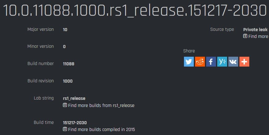 Phiên bản mới Build 10588 Phiên bản mới Build 10588