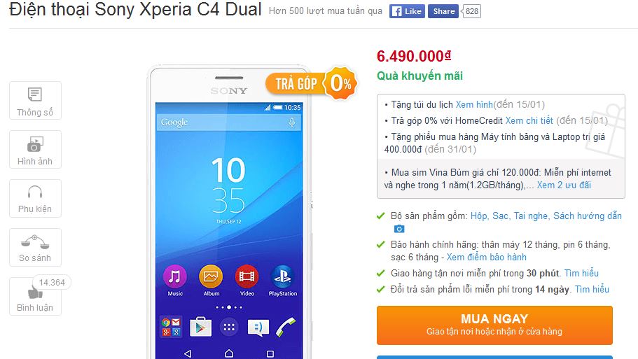 Xperia C4 Dual vừa được giảm giá