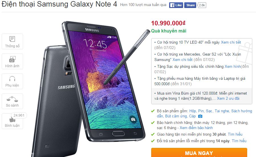 Galaxy Note 4 giảm giá Galaxy Note 4 giảm giá