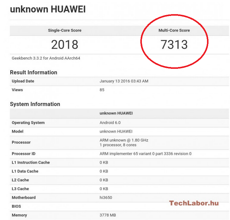 Điểm Geekbench của Huawei P9