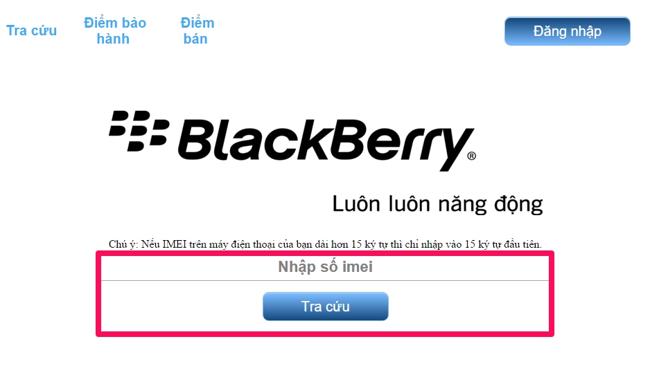 Kiểm tra tình trạng bảo hành thiết bị BlackBerry