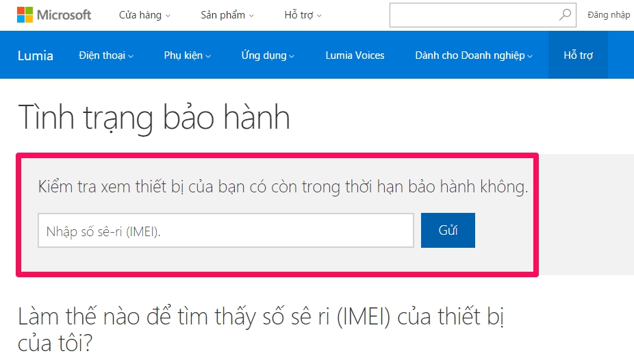 Kiểm tra tình trạng bảo hành thiết bị của Microsoft