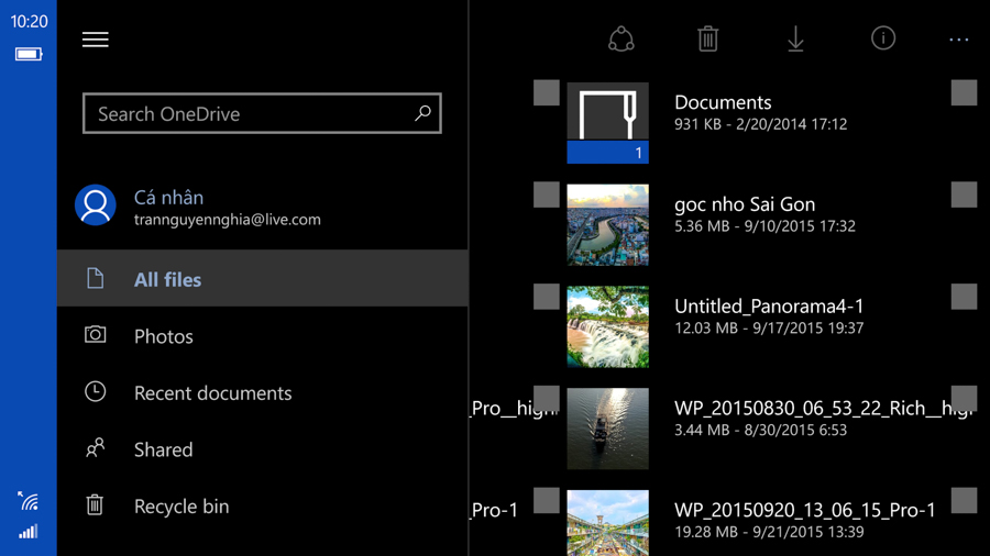 Giao-dien-One-Drive-Tren-Windows-10-Mobile